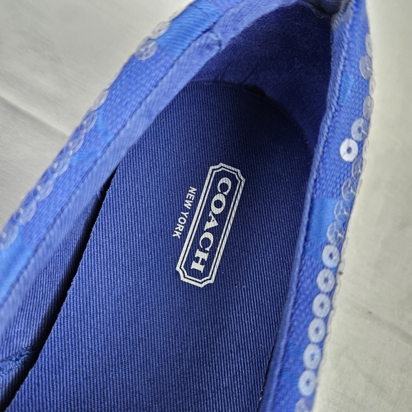 Coach blue sequin slip-on womens size 7.5 flat sneakers - Picture 8 of 16